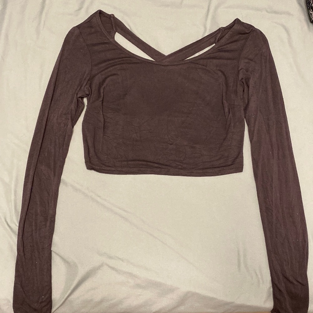 Crop top cross back long sleeve